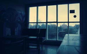 Preview wallpaper room, window, rain, dark, drops