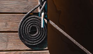 Preview wallpaper rope, hook, wooden, boards, surface