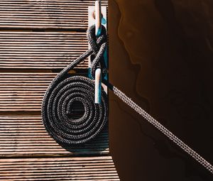 Preview wallpaper rope, hook, wooden, boards, surface