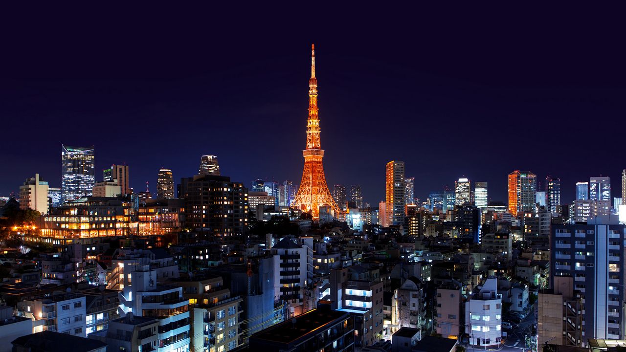 Wallpaper roppongi, minato, japan, tower, night city