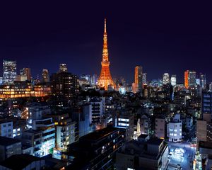 Preview wallpaper roppongi, minato, japan, tower, night city