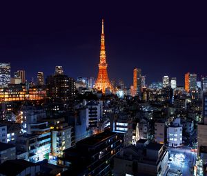 Preview wallpaper roppongi, minato, japan, tower, night city