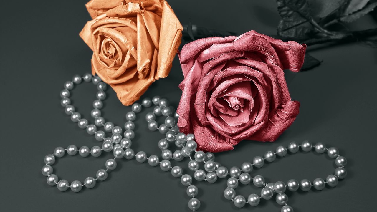 Wallpaper rose, beads, decoration