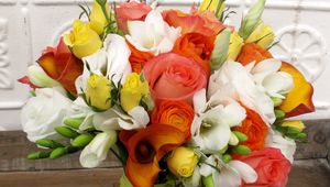 Preview wallpaper rose, buds, calla lilies, flowers, flower, beauty