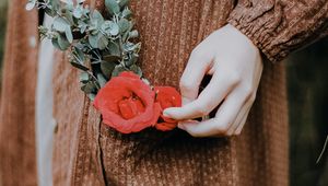 Preview wallpaper rose, flower, hand, touch