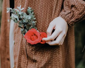 Preview wallpaper rose, flower, hand, touch