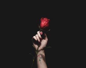 Preview wallpaper rose, red, hand, tattoo