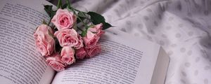 Preview wallpaper roses, bouquet, book, flowers, cloth