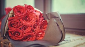 Preview wallpaper roses, bouquet, drops