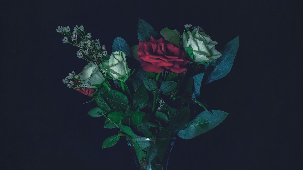 Wallpaper roses, bouquet, vase