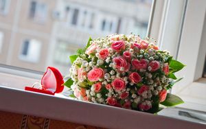 Preview wallpaper roses, bouquets, balloon, pearl, box, rings, wedding, happiness