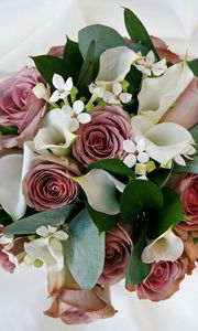 Preview wallpaper roses, calla lilies, flower, leaf, decor, beautifully