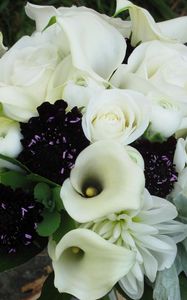 Preview wallpaper roses, calla lilies, white, flowers, bouquets, composition
