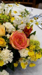 Preview wallpaper roses, carnations, color, composition, table, table setting