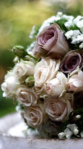 Preview wallpaper roses, carnations, flowers, bouquet, beautiful, composition