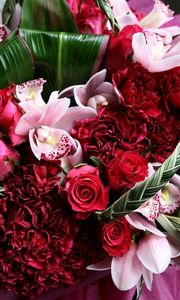 Preview wallpaper roses, carnations, orchids, flower, decoration