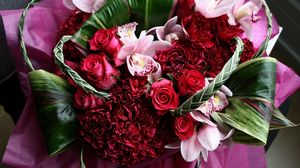 Preview wallpaper roses, carnations, orchids, flower, decoration