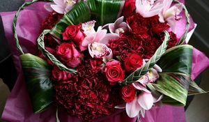 Preview wallpaper roses, carnations, orchids, flower, decoration