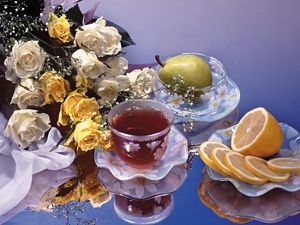 Preview wallpaper roses, flower, tea, pear, lemon