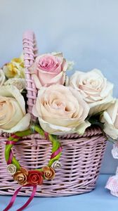 Preview wallpaper roses, flowers, basket, bells, bows