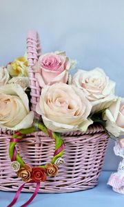 Preview wallpaper roses, flowers, basket, bells, bows