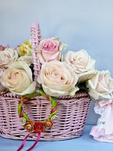 Preview wallpaper roses, flowers, basket, bells, bows