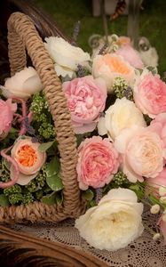 Preview wallpaper roses, flowers, basket, composition, decor