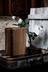 Preview wallpaper roses, flowers, book, old, aesthetics