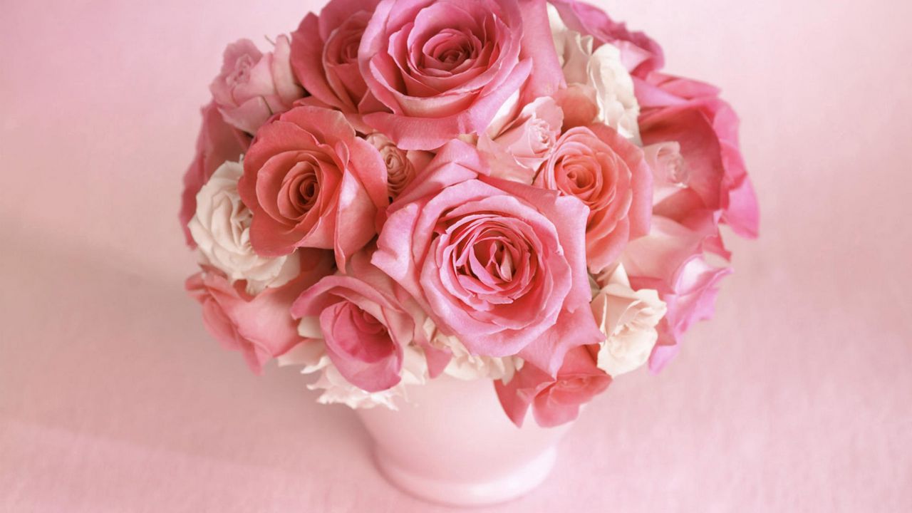 Wallpaper roses, flowers, bouquet, vase