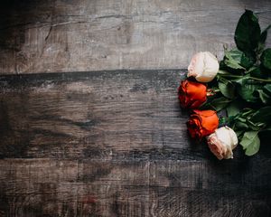 Preview wallpaper roses, flowers, bouquet, wood, composition