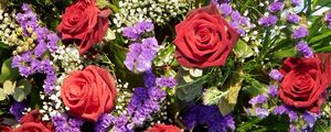 Preview wallpaper roses, flowers, bouquet, gypsophila, beauty