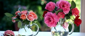 Preview wallpaper roses, flowers, bouquets, pots, window