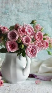 Preview wallpaper roses, flowers, bouquets, pot, scarf, petal