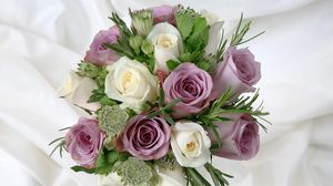 Preview wallpaper roses, flowers, different, bouquet, green, decoration