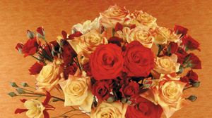Preview wallpaper roses, flowers, flower, shrub, vase, decoration
