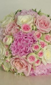 Preview wallpaper roses, flowers, flower, beads, decoration, herbs, twigs, beautiful