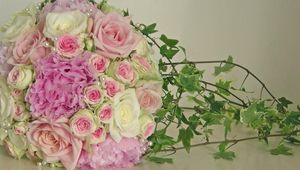 Preview wallpaper roses, flowers, flower, beads, decoration, herbs, twigs, beautiful