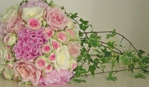 Preview wallpaper roses, flowers, flower, beads, decoration, herbs, twigs, beautiful