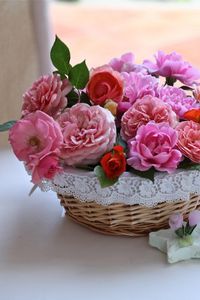 Preview wallpaper roses, flowers, garden, basket, cloth, crafts