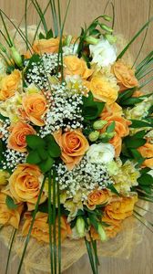 Preview wallpaper roses, flowers, gypsophila, bouquet, delicate, design, beauty