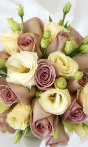 Preview wallpaper roses, flowers, lisianthus russell, bouquet, decoration