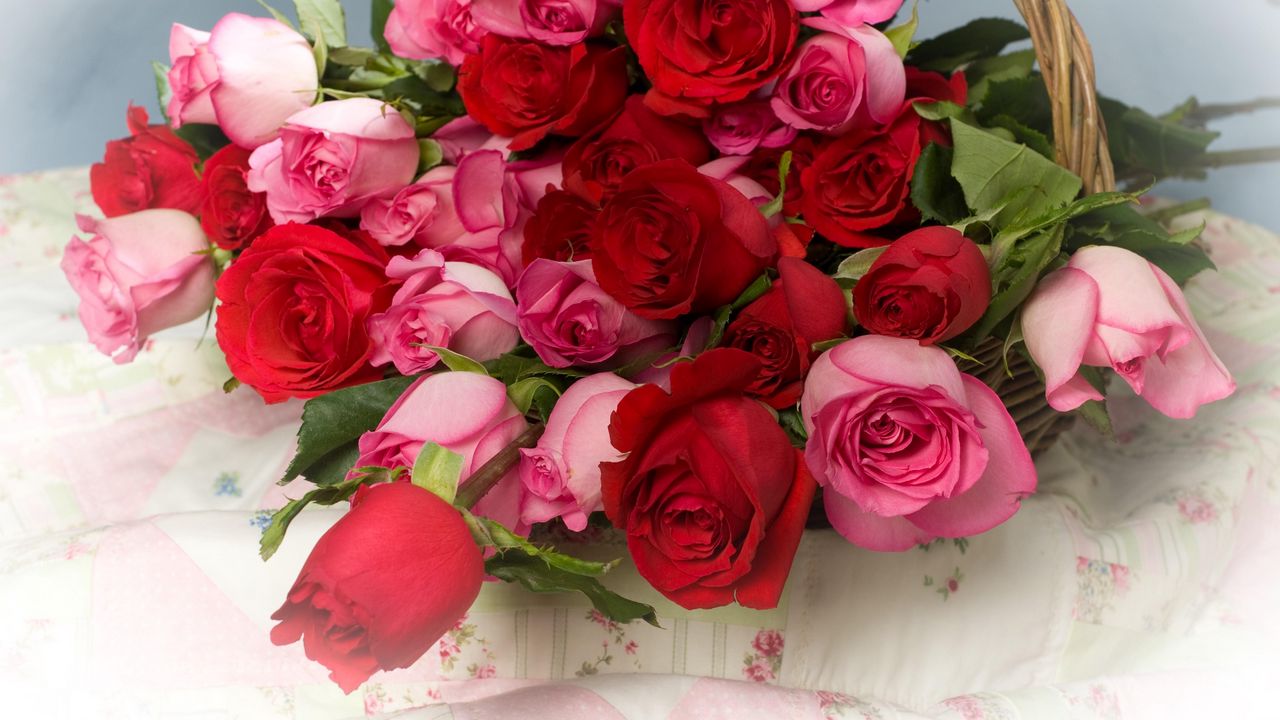 Wallpaper roses, flowers, lot, basket