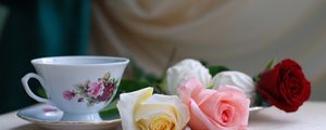 Preview wallpaper roses, flowers, tea, marshmallows, romance