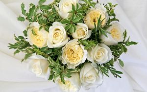 Preview wallpaper roses, flowers, white, flower, decoration