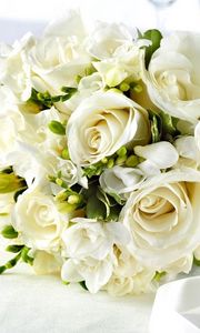 Preview wallpaper roses, freesia, flowers, flower, white, glasses, tape