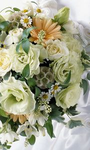 Preview wallpaper roses, gerbera, daisies, flowers, bouquet, bride