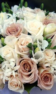 Preview wallpaper roses, hyacinths, flowers, bouquet, softness, design, composition