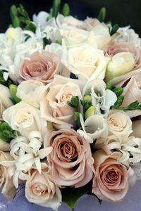 Preview wallpaper roses, hyacinths, flowers, bouquet, softness, design, composition