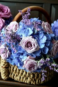 Preview wallpaper roses, hydrangea, flower, basket, beauty