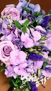 Preview wallpaper roses, hydrangea, flowers, bouquets, greens, decoration